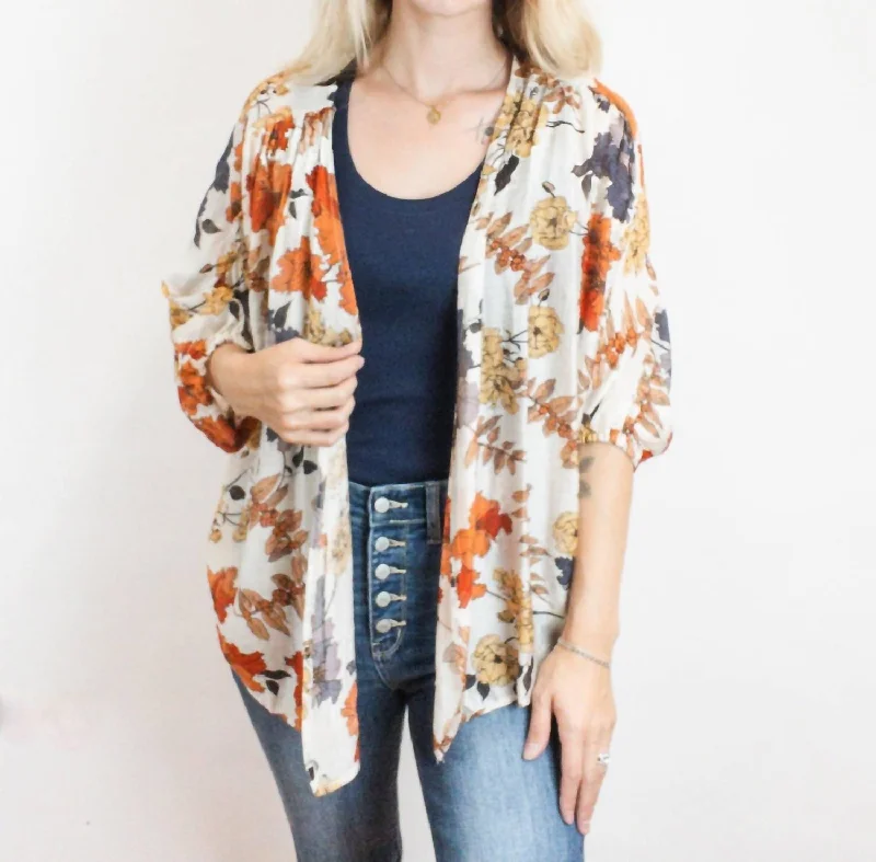 Online Clothing Stores Fall Floral Kimono In Multi Color