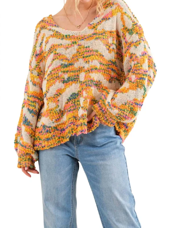 Online Boutique Clothing Feel Alive Again Sweater In Yellow Multi