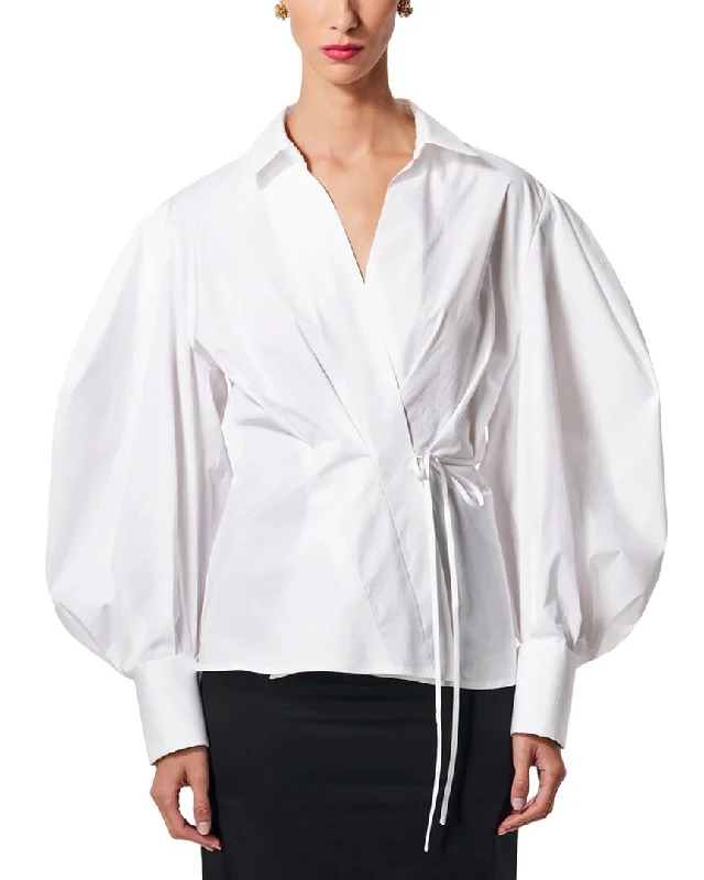 Workwear Fashion for Women Carolina Herrera Full Sleeve Wrap Top