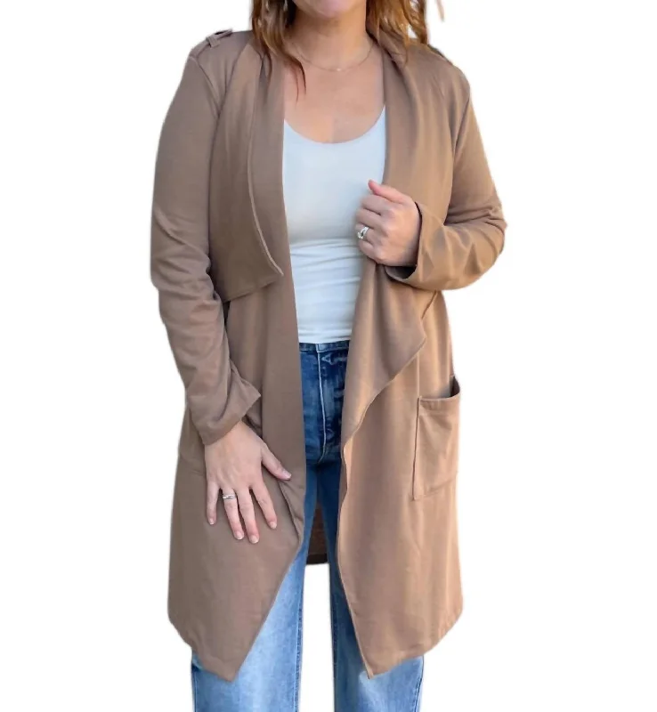 Women's Timeless Attire Collared Cardigan In Mocha