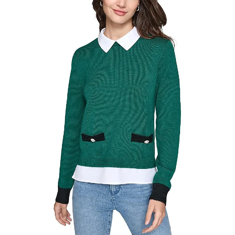 Luxury Women's Clothing Womens Layered Knit Pullover Sweater