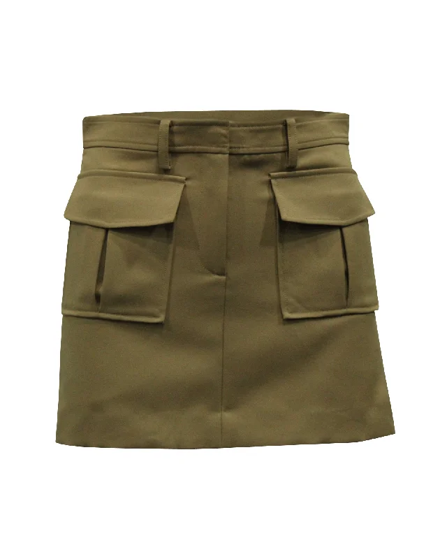 Women's Trendy Outfits Theory Pocket Mini Skirt in Beige Polyester