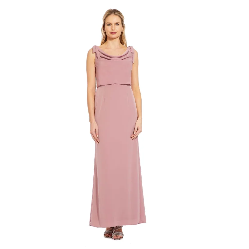 Women's Luxury Attire Adrianna Papell Womens Solid Blouson Gown Dress