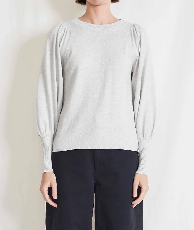 Fashionable Tops for Women Eco Dewi Puff Sleeve Crew Top In Grey