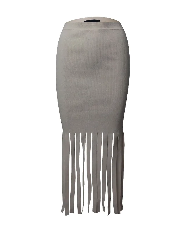 Women's Everyday Attire Alexander Wang Fringe Skirt in White Viscose