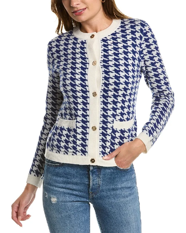 Women's Vintage Clothes Kier+J Houndstooth Wool & Cashmere-Blend Cardigan