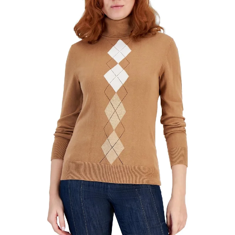 Casual Fashion Trends for Women Womens Argyle Cotton Turtleneck Sweater