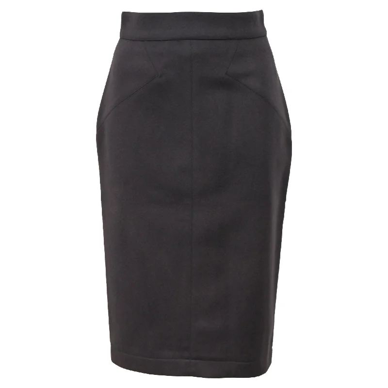 Women's Clothing for Every Occasion Alaïa Midi Decorative-Stitching Pencil Skirt in Grey Wool