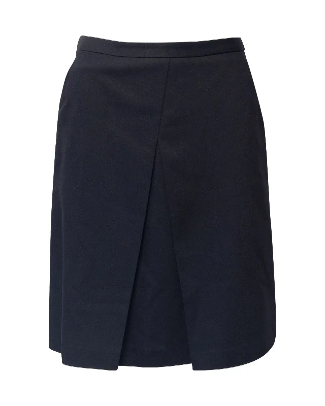 Women's Vintage Attire Jil Sander A-line Skirt in Navy Blue Wool