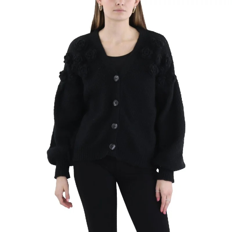 Women Wear Brands Womens Rosette Polyester Cardigan Sweater