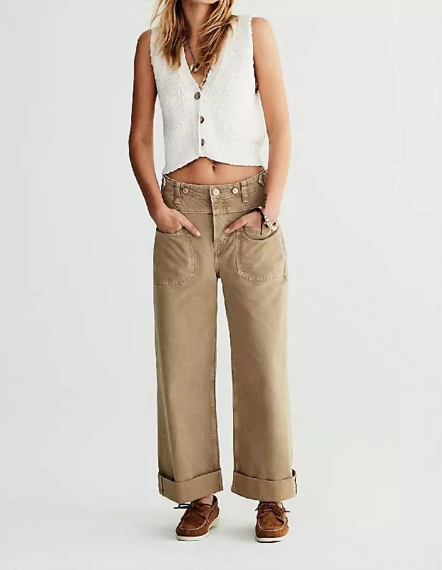 Stylish Outerwear Clothing For Women Palmer Cuffed Jeans In Khaki