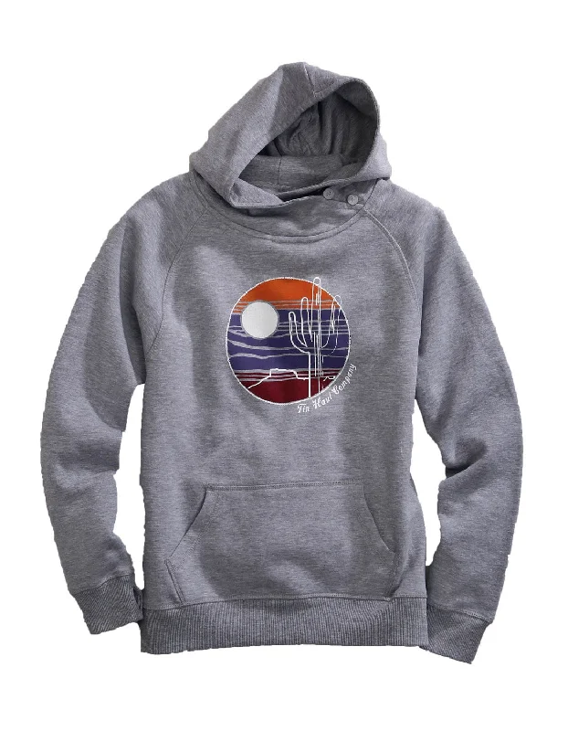 Women's Contemporary Apparel Tin Haul Womens Grey Cotton Blend Cactus Mountain Scenery Hoodie