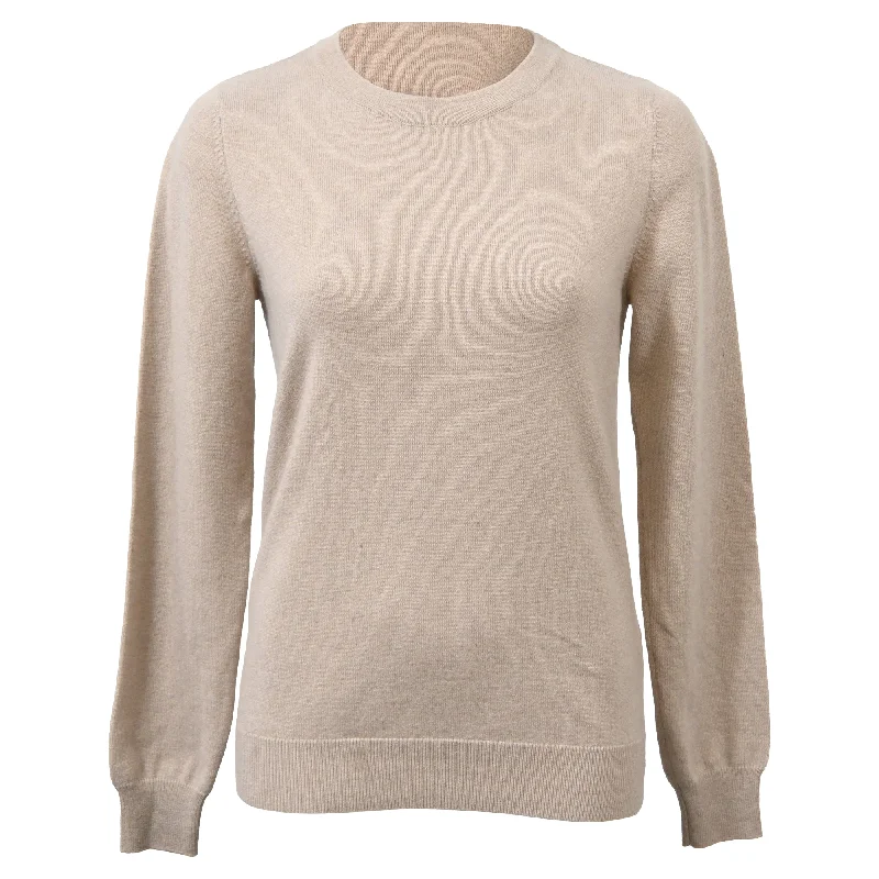 Women's Outerwear Clothing Brunello Cucinelli Knitted Crewneck Sweater in Beige Wool