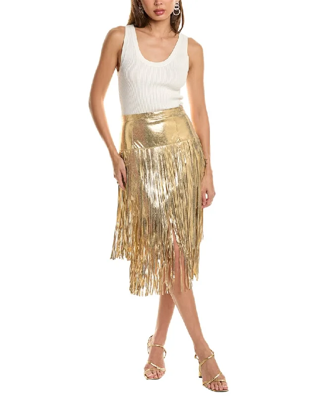 Women's Travel Attire Michael Kors Collection Suede Fringe Skirt