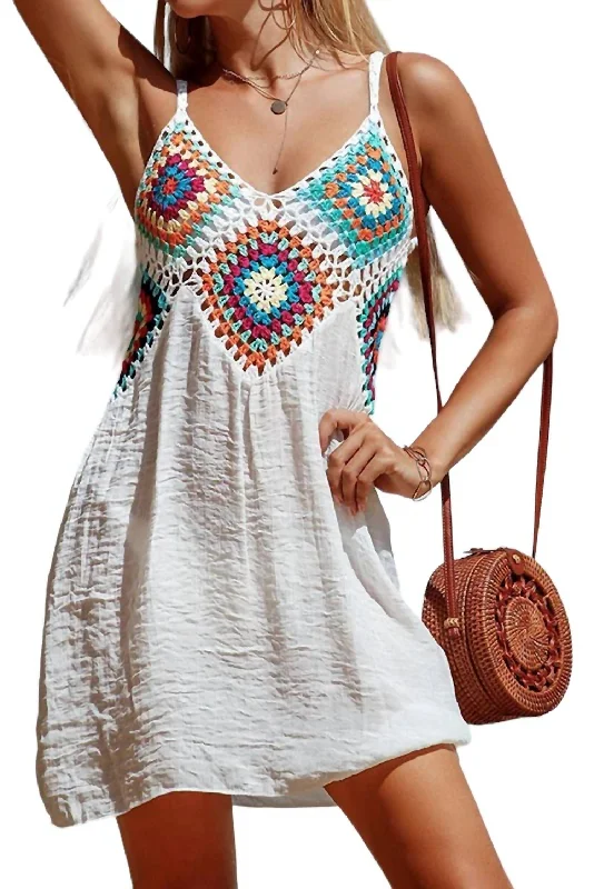 Women's Seasonal Clothes Shawna Crochet Swim Coverup In White