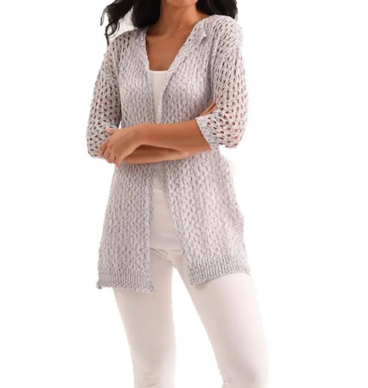 Comfortable Outfit For Women Noelle Crochet Cardigan In Slate