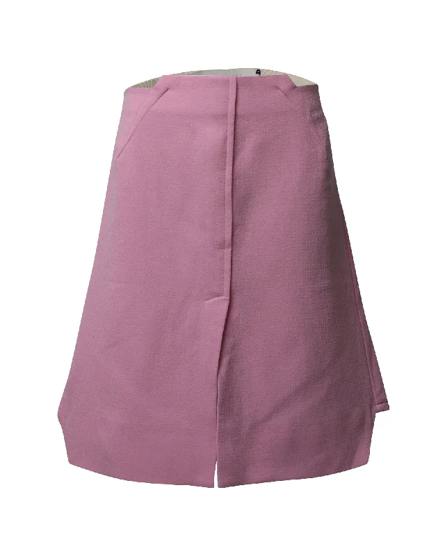 Chic Casual Wardrobe Essentials Roland Mouret Hagen Midi Skirt in Pastel Pink Wool