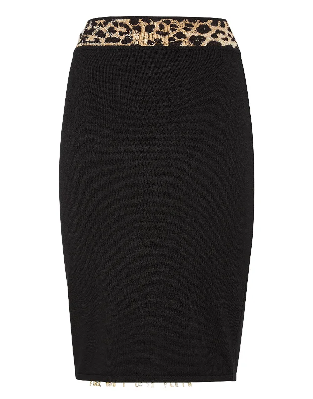 Versatile Women's Fashion Knit Skirt Leopard