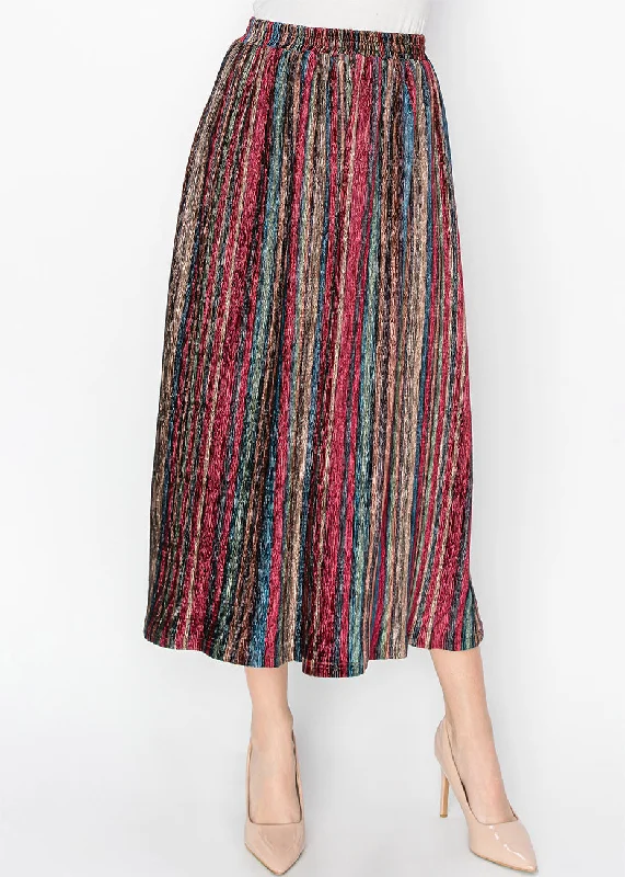 Women's Layered Outfit Vibrant Stripe Modest Skirt