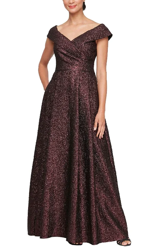 Women's Tops And Clothing Alex Evenings 8157030 - Fold Over V-Neck Formal Gown