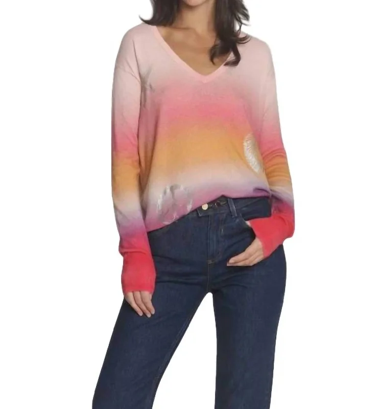 Women's Date Night Outfit Bali Sunset Top In Pink Ombre