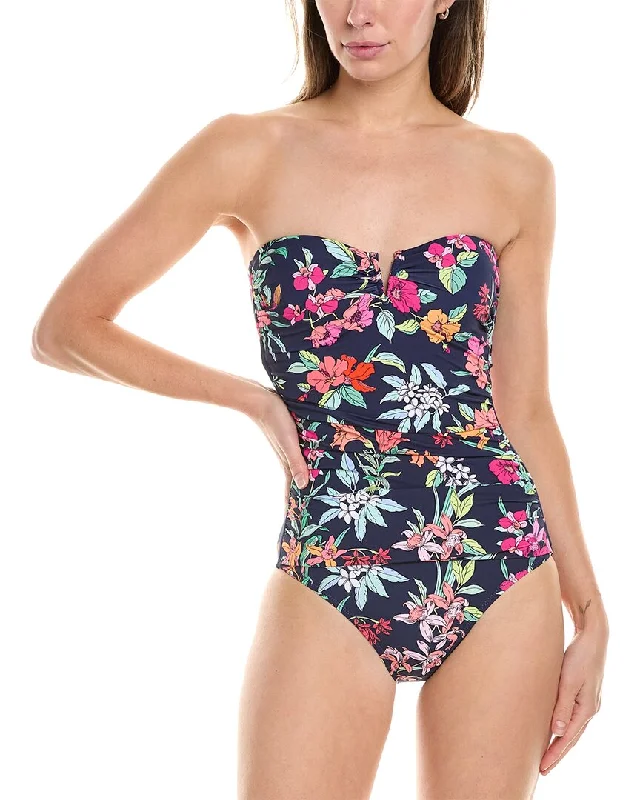 Women Wear Brands Tommy Bahama Summer Floral V Bandeau One-Piece