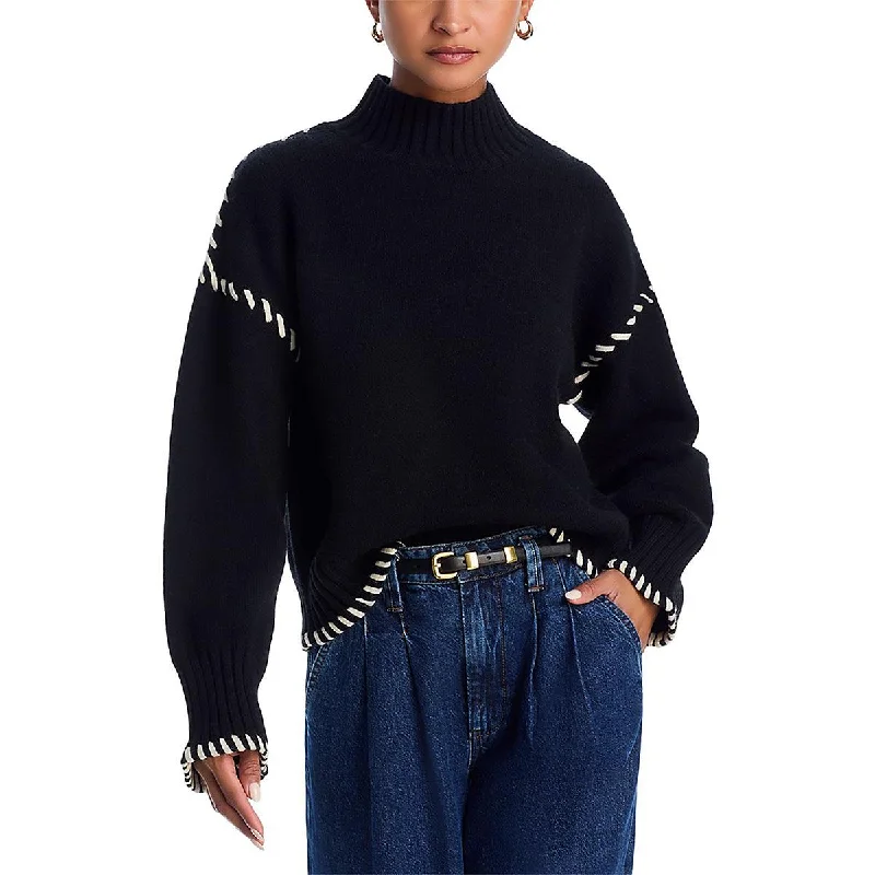 Women's Casual Wear Clothes Womens Crop Funnel Neck Pullover Sweater