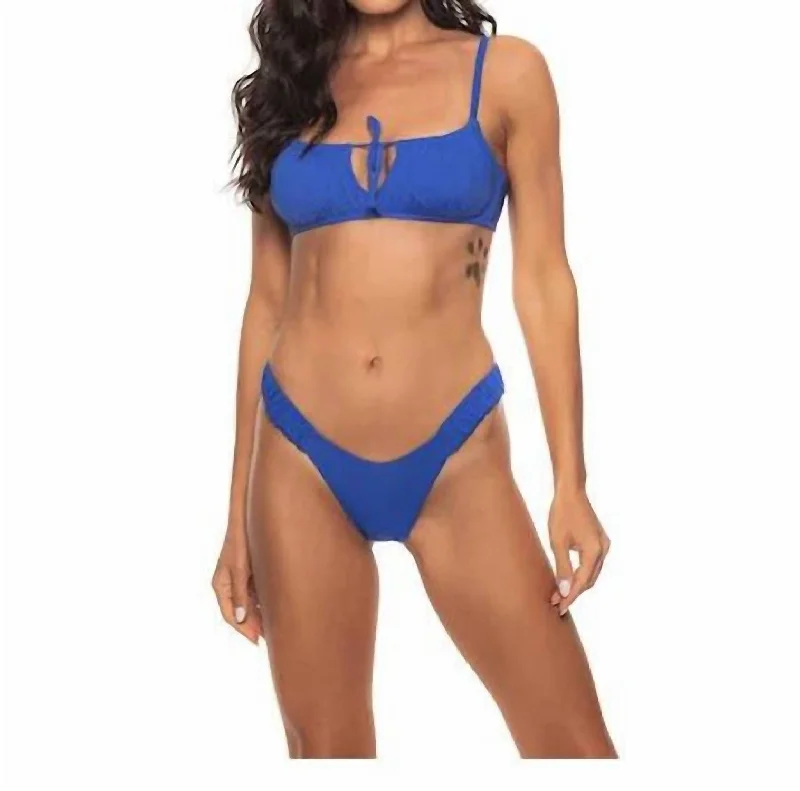 Online Clothing Boutiques Draped Side High Leg Bikini Bottom In Indigo