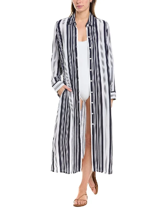 Plus Size Women Wear Tommy Bahama Tan Lines Stripes Midi Duster