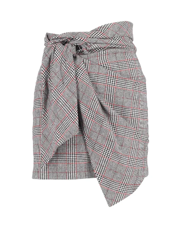 Women's Elegant Evening Attire Isabel Marant Front-Knot Mini Skirt in Grey Wool