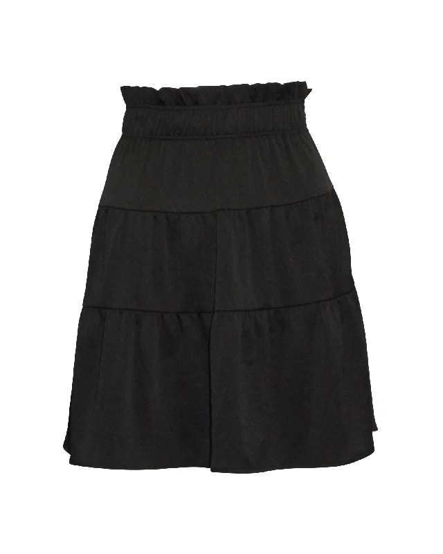 Latest Fashion for Women Ba&sh Ruffy Tiered Skirt in Black Polyester