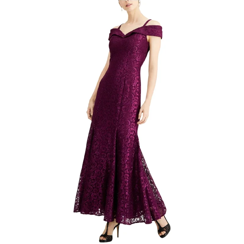 Women's Festive Attire R & M Richards Womens Lace Gown Dress, Purple, 8