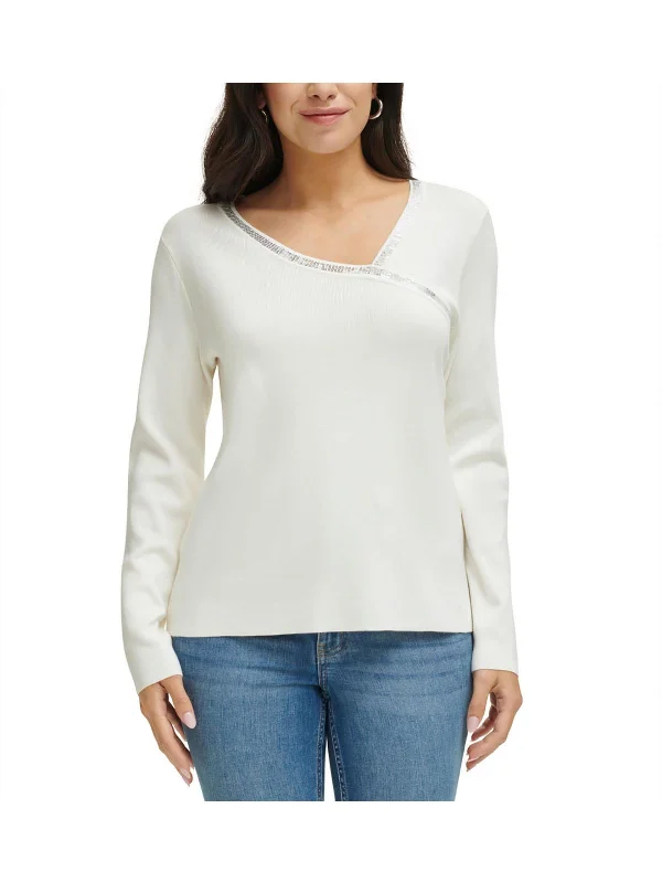 Women's Transitional Attire Womens Asymmetric Long Sleeve Pullover Sweater