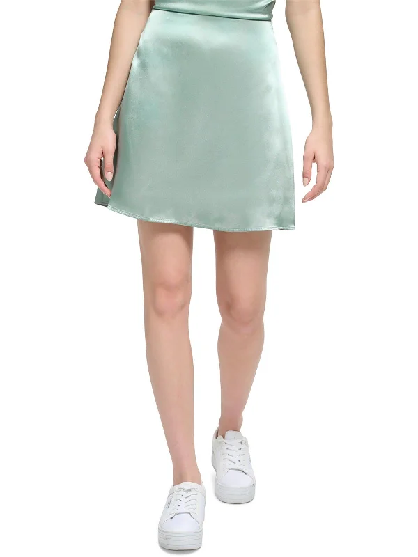 Women's Vintage-Inspired Outfit Womens Satin Short Mini Skirt