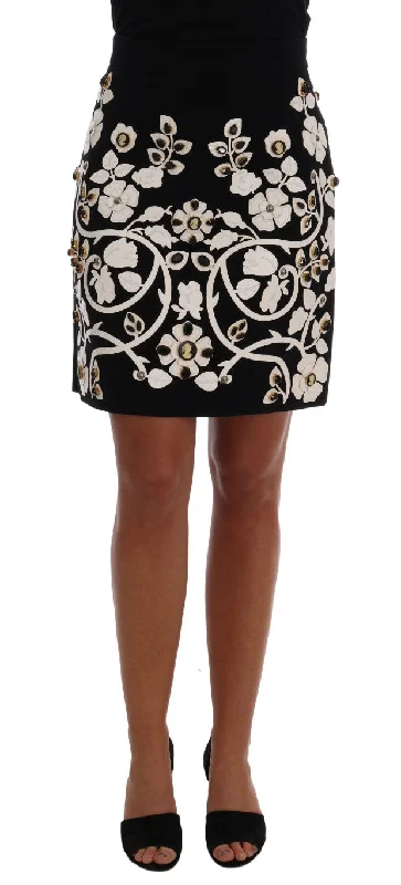 Women's Seasonal Clothes Dolce & Gabbana   Floral Baroque Crystal Pencil Women's Skirt