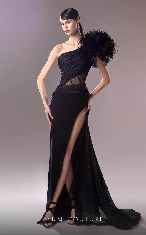 Comfortable Outfit For Women MNM Couture G1618 - One Shoulder Evening Gown with Slit