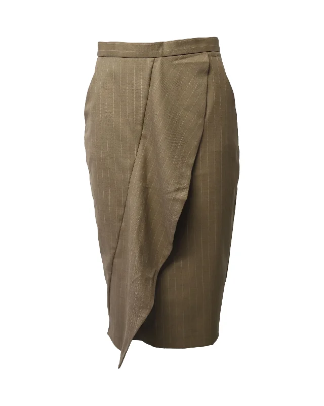 Casual Style for Busy Women Max Mara Ruffled Pencil Skirt in Brown Wool