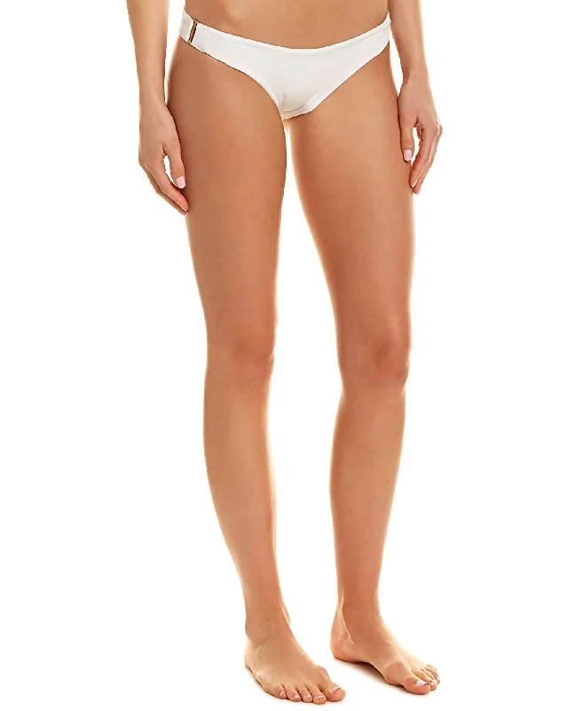 Women's Comfy Loungewear Outfit Ring Side Hipster Brazilian Bikini Bottom Swimsuit In White