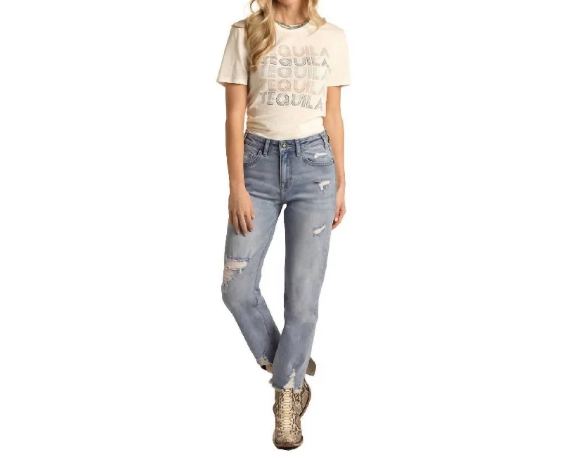 Online Boutique Clothing Women's High Rise Cropped Jeans In Light Wash