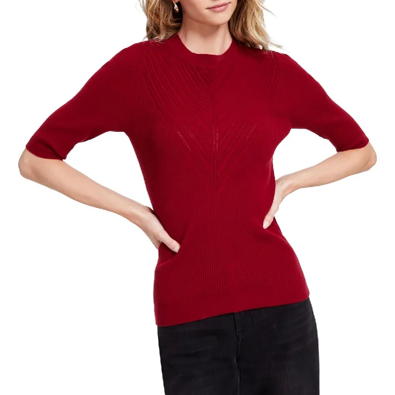 Workwear Fashion for Women Womens Ribbed Ribbed Knit Crewneck Sweater