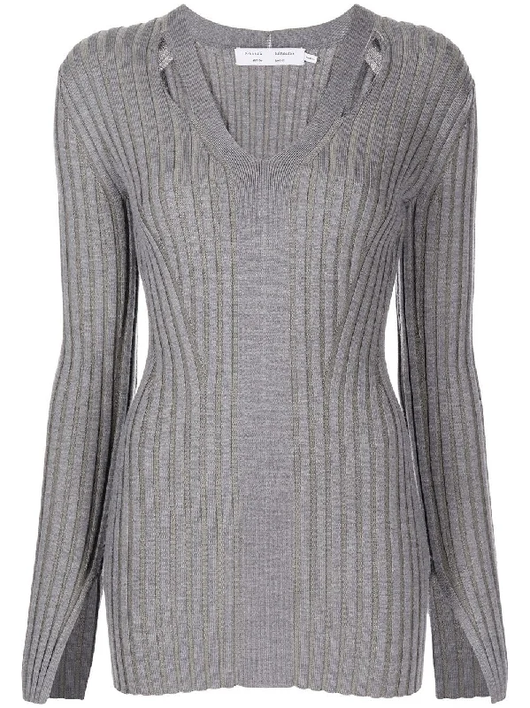 Women's Clothes For Special Occasions Merino Rib Knit V-neck Sweater