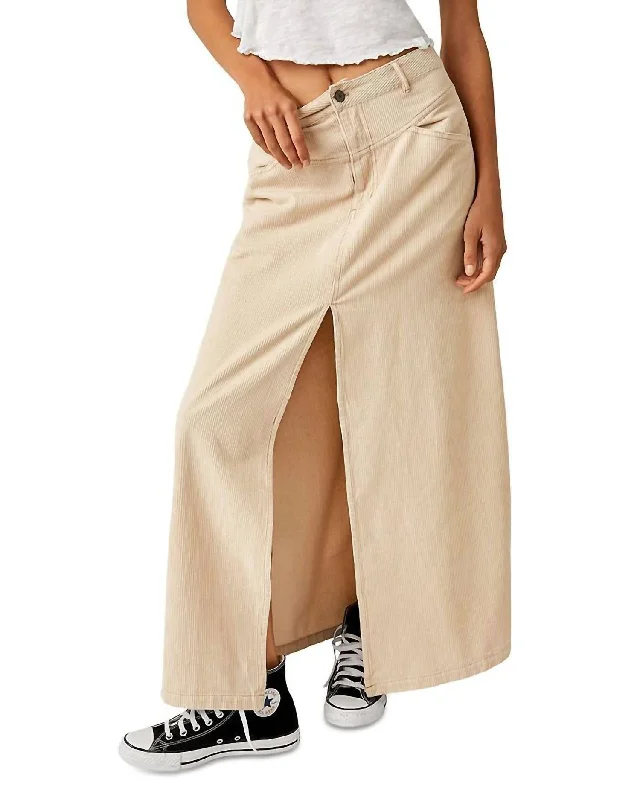 Women's Clothing Sale Come As You Are Cord Maxi Skirt In Beige