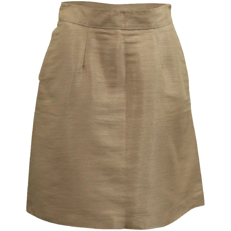 Women's Evening Wear Valentino In-seam Pockets A-Line Skirt in Beige Silk