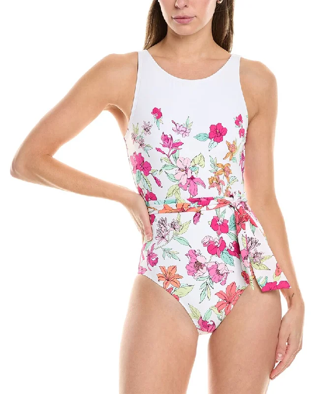 Clothing Brands Tommy Bahama Summer Floral Belted High-Neck One-Piece