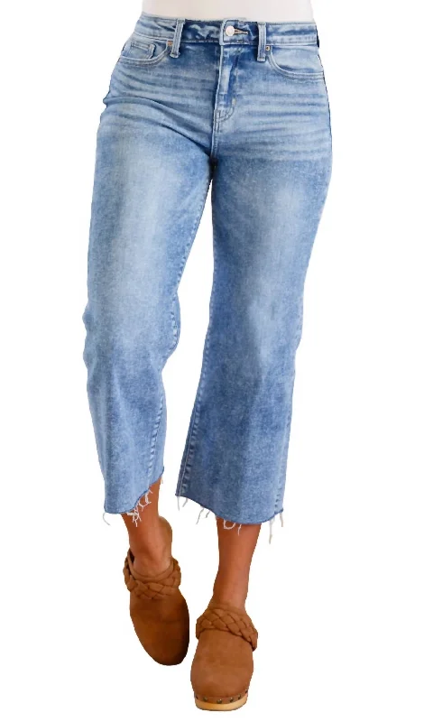 Women's Clothing For Work Simple Is The Way Wide Leg Capris In Light Wash