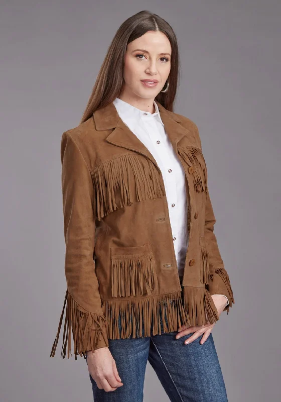 Women's Clothing For Travel Stetson Womens Fringe Ginger Suede Leather Jacket