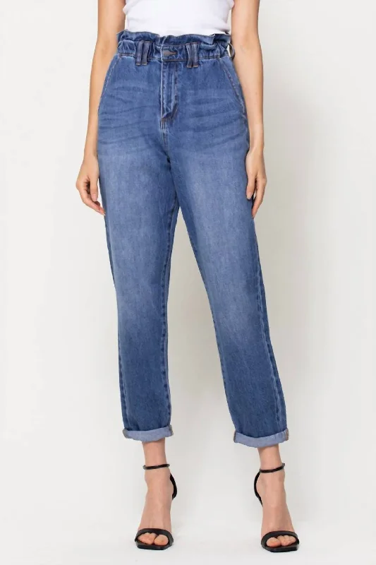 Women Online Clothing Boutiques There You Are Paper Bag Jean In Blue