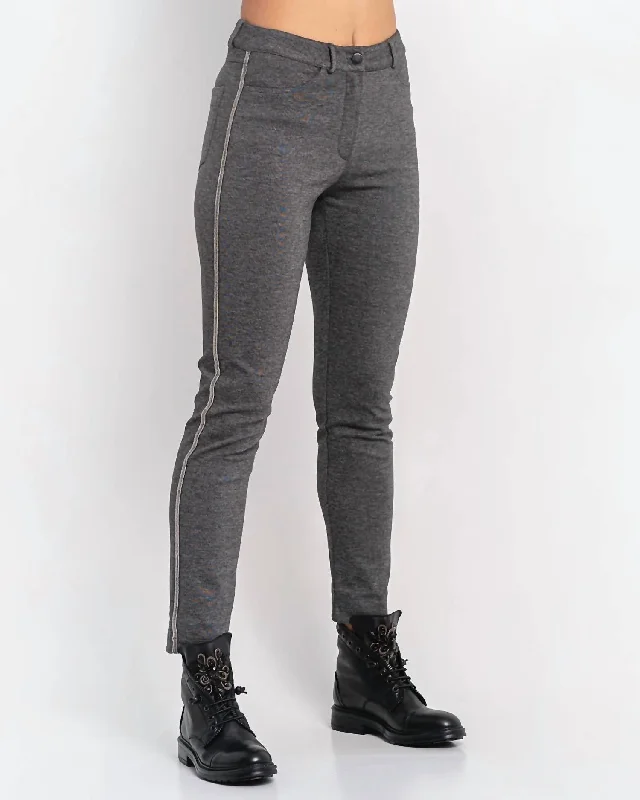 Women's Everyday Clothes Jean With Side Stripe In Grey