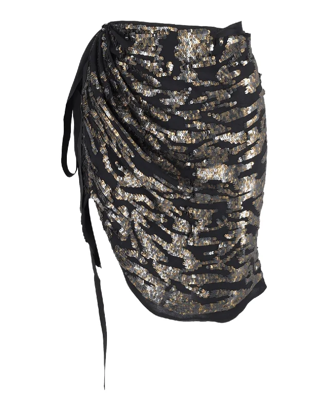 Women's Plus-Size Attire Isabel Marant Sequined Mini Skirt in Black Silk