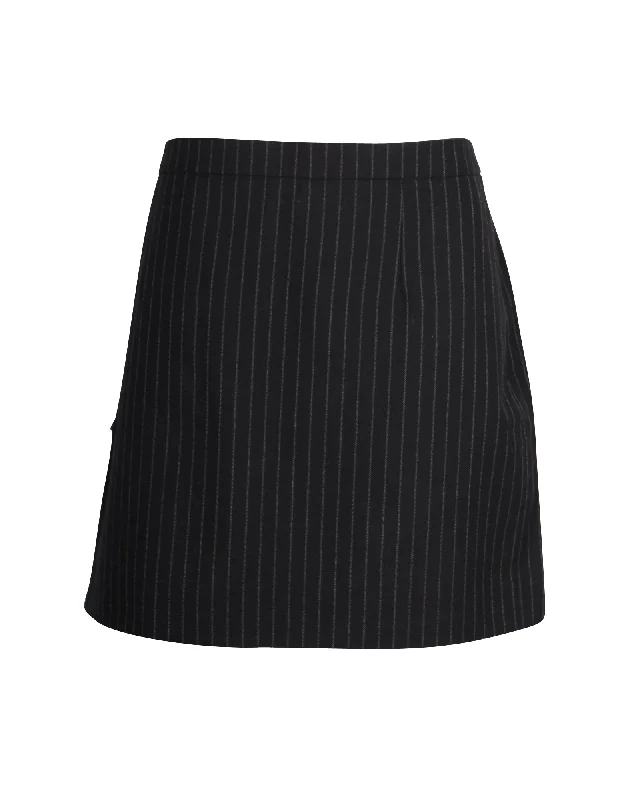 Casual Women's Clothing Saint Laurent Pinstriped Mini Skirt in Black Wool